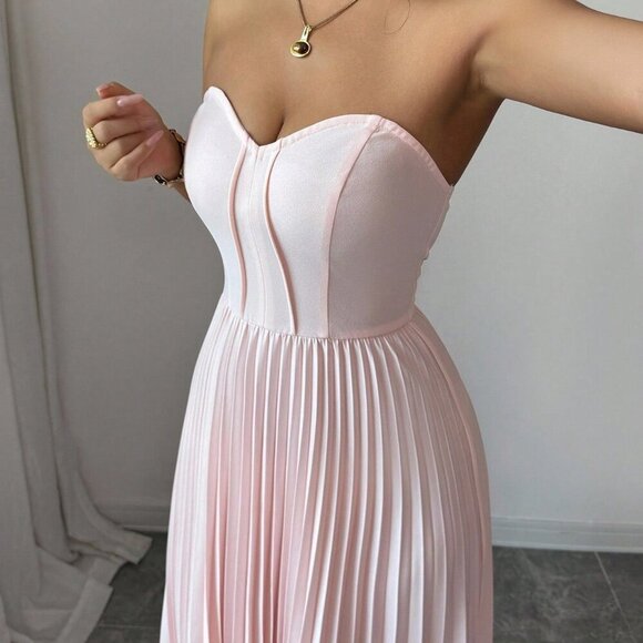 Multicolor Women's Elegant Romantic Ruched Waist A-Line maxi dress - Picture 5 of 6